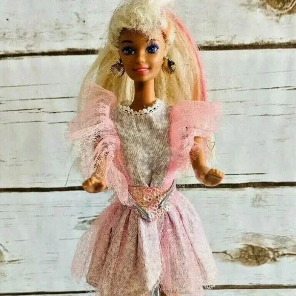 MATTEL BARBIE Blond Hair Blue Eyes Pink Dress Outfit 12" Tall Used - Picture 1 of 10